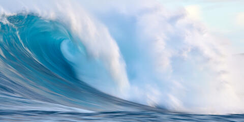 a slow motion capture of the largest wave in Hawaii Peahi or also known as Jaws.