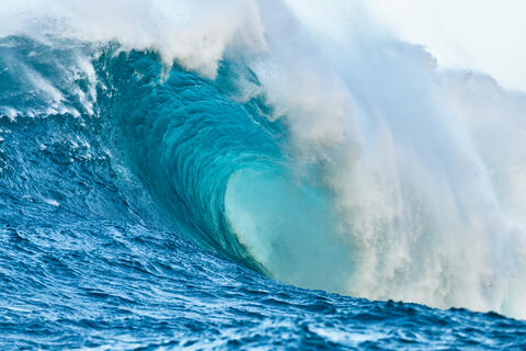 Sapphire is a beautiful blue big wave photograph of the wave known as Jaws or Peahi on the island of Maui.  Hawaii wave photography by Andrew Shoemaker