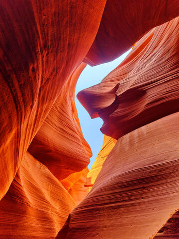 photograph in lower antelope slot canyon near Page, Arizona that resembles a smiling shark.  Fine art American southwest by photographer Andrew Shoemaker