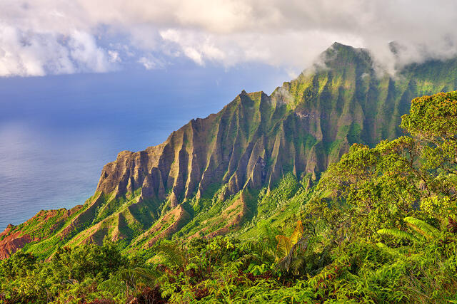 a fine art photograph of the beautiful Kalalau Valley on the Hawaiian island of Kauai along the Na Pali Coast.  Hawaii Photography by Andrew Shoemaker