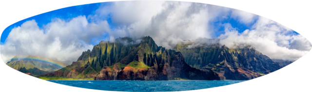 an award winning panoramic photograph captured of the na pali coastline on the hawaiian island of Kauai by hawaii fine art photographer Andrew Shoemaker