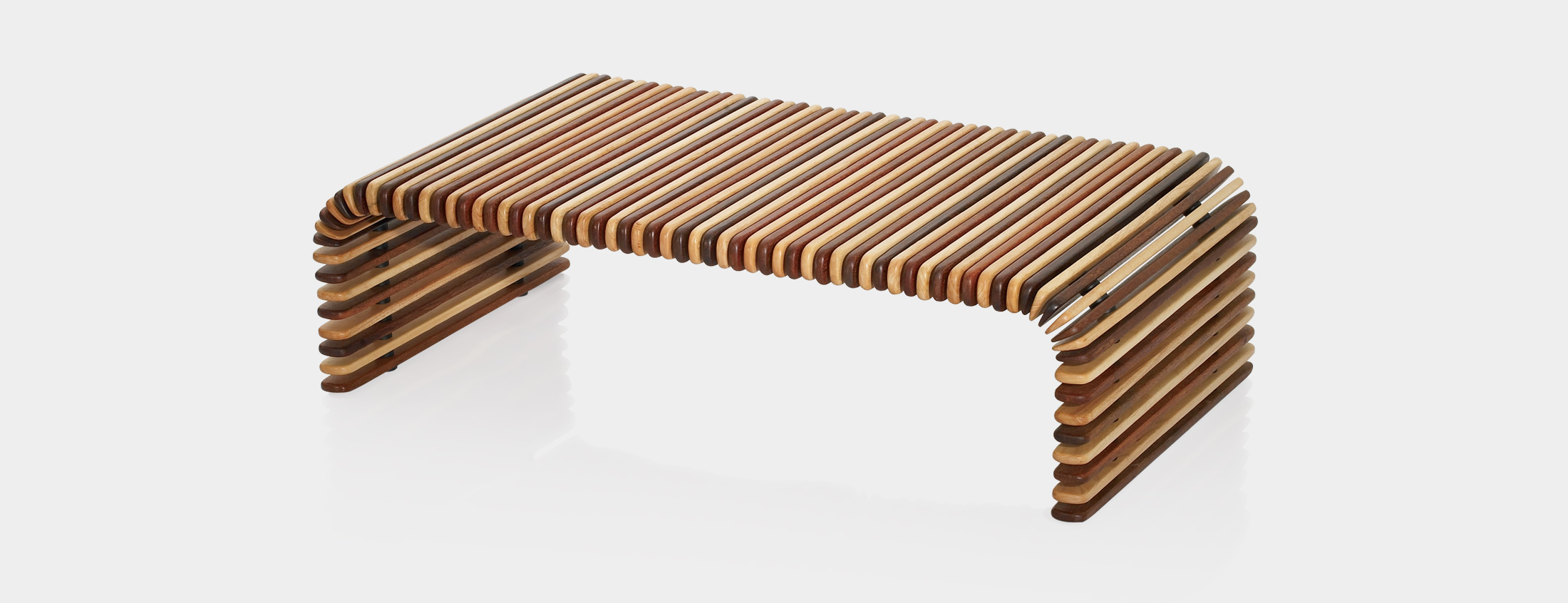 PRODUCT DESCRIPTION Palmwood and steel table with leather bindings. The table is also available in single tone dark Palmwood...