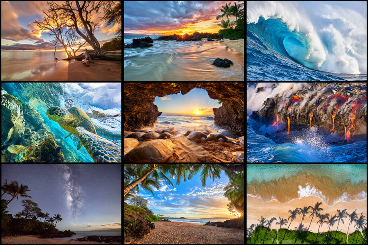 a collage of some of the top selling fine art photography images of Hawaii photographer Andrew Shoemaker