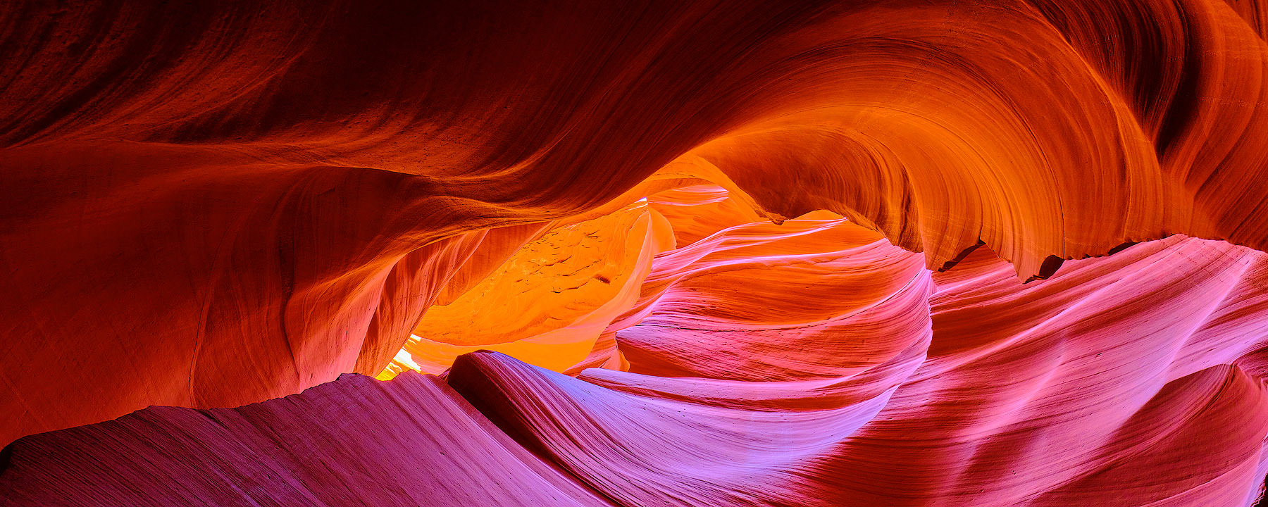 Chronicle panoramic photograph of lower antelope canyon in the state of Arizona in the American Southwest.  Fine art nature photography by Andrew Shoemaker