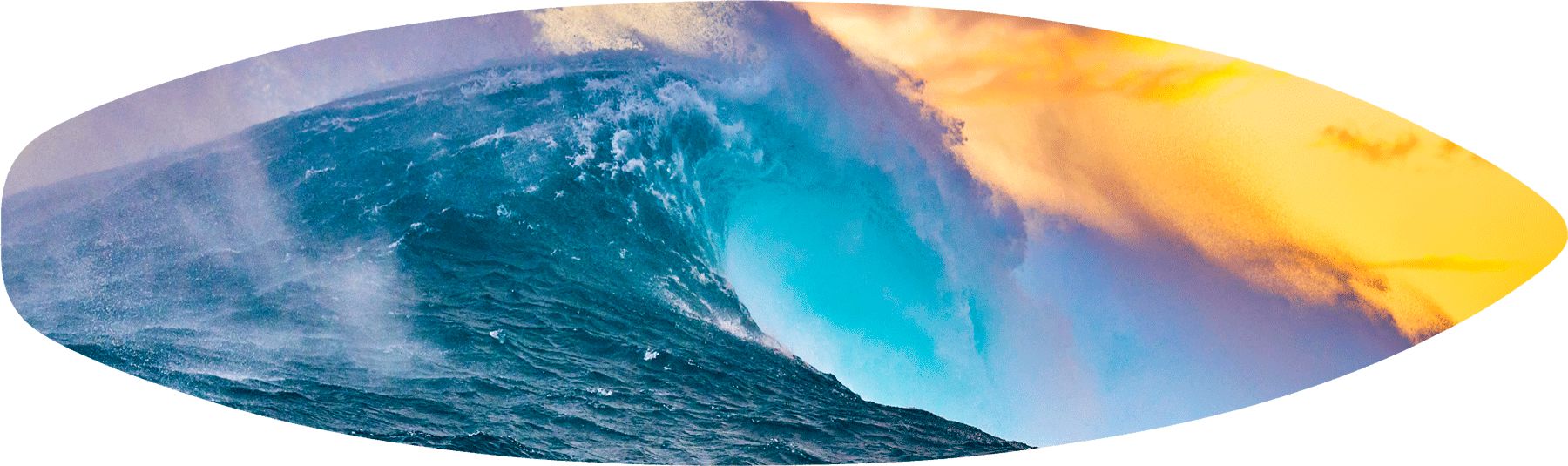 Firebird Surfboard a surfboard print of the famous surf break known as jaws at sunrise. Hawaii wave photography by artist Andrew Shoemaker