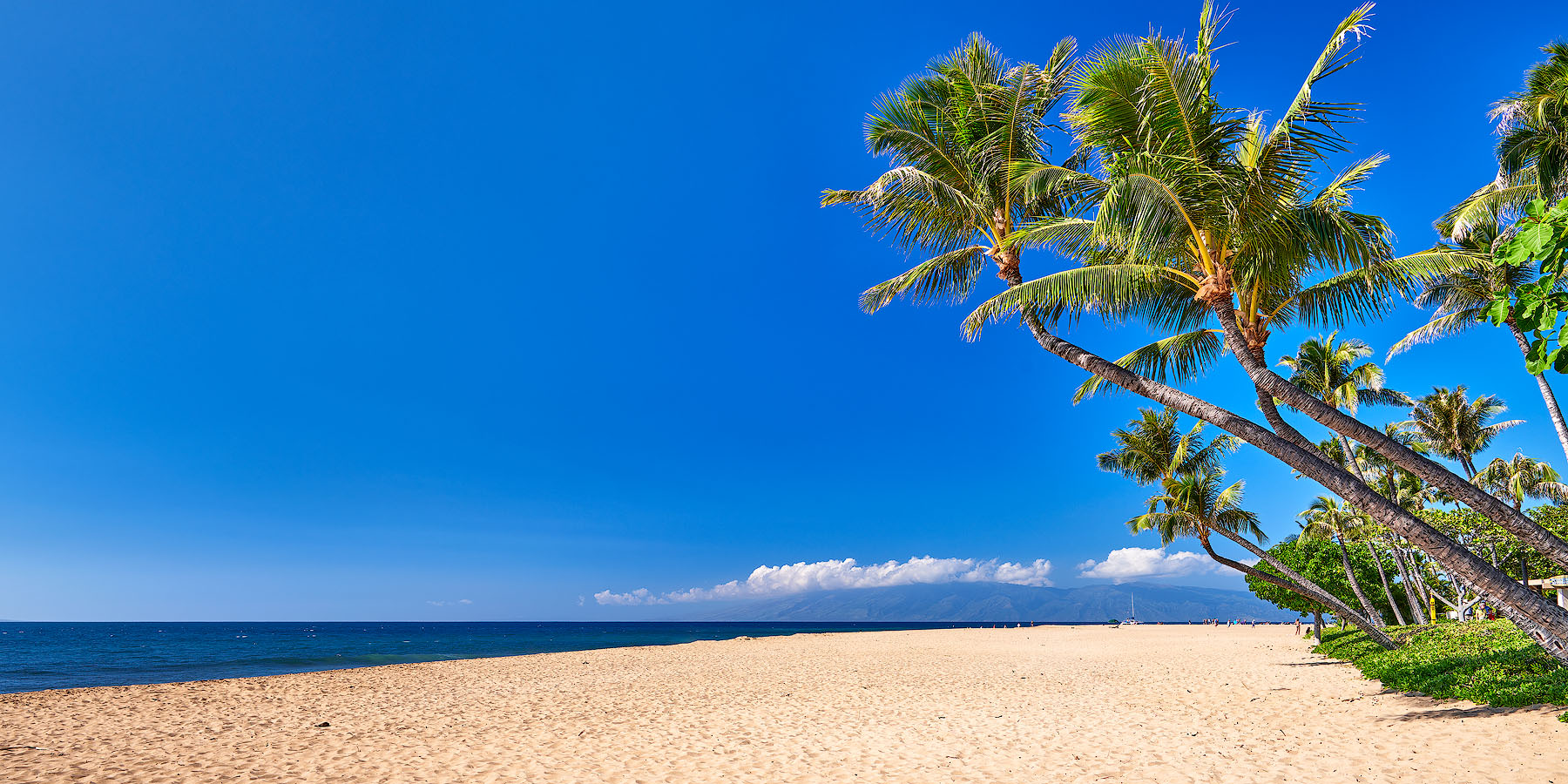 Ka'anapali Blue a daytime photograph of the beautiful ka'anapali beach in Lahaina on the Hawaiian island of Maui. Panoramic photograph by Hawaii artist Andrew Shoemaker