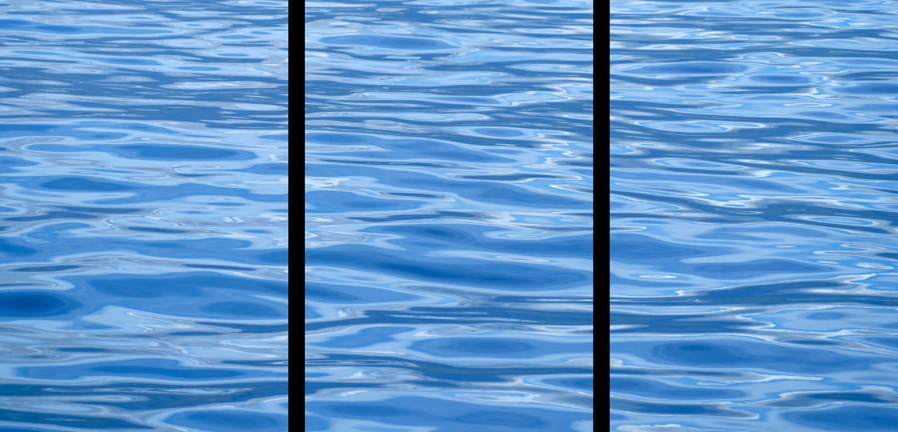 an abstract 3 panel triptych image of water color and patterns off the coast of Maui, Hawaii captured by Hawaii fine art abstract artist Andrew Shoemaker